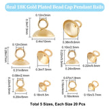 100Pcs 5 Style 304 Stainless Steel Bead Cap Pendant Bails, for Globe Glass Bubble Cover Pendant Making, Real 18K Gold Plated, 4~10x4~7.5mm, Hole: 1.8~3mm, 3.7~9.6mm inner diameter, 20pcs/style