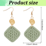 2 Pairs 2 Colors Polymer Clay Rhombus Dangle Earrings, Brass Long Drop Earrings for Women, Mixed Color, 77.5mm, Pin: 0.6mm, 1 Pair/color