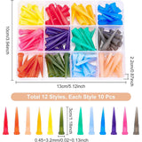 120Pcs 12 Colors TT Plastic Needles, Dispensing Tips for Refilling Glue Fluid Precisely, Mixed Color, 3x0.045~0.32cm, Inner Diameter: 0.024~0.25cm, 10pcs/color