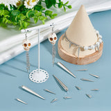 240Pcs 3 Styles CCB Plastic Pendants, Spike/Cone, Platinum, 13~51x4~6x3.3~6mm, Hole: 1.6~2mm, 80pcs/style