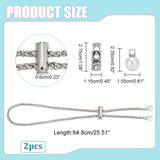 2Pcs Alloy Bucket Bag Drawstring Chains, with Resin Imitation Pearl Beads, Platinum, 64.8cm
