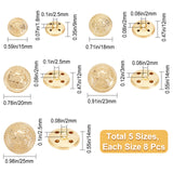 40Pcs 5 Style 4-Hole Brass Buttons, for Sewing Crafting, Half Round with Flower, Golden, 14~24.5x9~14mm, Hole: 1.8~2x2~3mm, 5 style, 8pcs/style, 40pcs