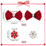 Wedding Shoe Decoration Sets, including 2Pcs Polyester Bowknots and 2Pcs Flower Shape Alloy Shoe Buckle Clips, Red, Bowknot: 53x89x19mm, Flower: 32x34x10mm