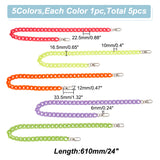 5Pcs 5 Colors Acrylic Curb Chain Shoulder Bag Straps, with Alloy Swivel Clasps, for Bag Handle Replacement Accessories, Mixed Color, 61cm, 1pc/color