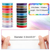 20 Rolls 20 Colors Polyester Round Thread, for Craft Tassel Making, Mixed Color, 0.3mm, about 10.94 Yards(10m)/Roll, 9-ply, 1 roll/color