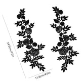 Lace Embroidery Sewing Fiber, DIY Garment Accessories, Flower/Rose, Black, 270x72x1.5mm