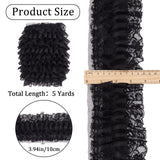 5 Yards 3-Layer Pleated Polyester Chiffon Lace Trim, for Costume Decoration, Black, 4 inch(100mm)