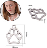 Tibetan Style Zinc Alloy Pendants, Dog Paw Prints, Antique Silver, 19.6x17x1.5mm, Hole: 2mm, 150pcs/box