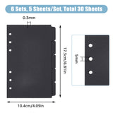 A6 5 Sheets Paper Binder Dividers, Index Page Tab for Planner & Notebook & Loose Leaf Binders, Rectangle, Black, 173x104x0.3mm, Hole: 5mm