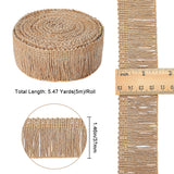 5M Flat Jute Tassel Ribbons, Garment Accessories, BurlyWood, 1-1/2 inch(37mm), about 5.47 Yards(5m)/Roll