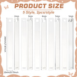 2 Sets Transparent Acrylic Clay Press Board, Clay Craft Tools, Rectangle with Triangle/Square/Hexagon, Clear, 20x2x0.2~0.6cm, 5pcs/set