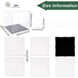 Transparent Acrylic Display Boxes, Dust-Proof Cases, with Black Base and 16Pcs Plastic Rings, for Models, Building Blocks, Doll Display Holders, Clear, 25.3~26x26~26.3x0.2cm, 22pcs/set