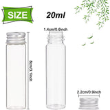 Glass Bottles, with Screw Aluminum Cap and Silicone Stopper, Empty Jar, Platinum, Clear, 8x2.2cm, Capacity: 20ml(0.67 fl. oz), 20pcs/box