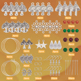 DIY Mushroom Earring Making Kit, Including Alloy & Acrylic Pendants, Imitation Jade Glass Beads, Brass Earring Hooks & Wine Glass Charm Rings, Antique Silver & Platinum, 138Pcs/box