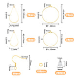 DIY Geometry Earring Making Kit, Including Teardrop & Flat Round Steel & Brass Wire Pendants, Brass Earring Hooks & Jump Rings, Plastic Ear Nuts, Golden, 460Pcs/box