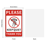 UV Protected & Waterproof Aluminum Warning Signs, PLEASE KEEP QUIET THANK YOU, Red, 30x20x0.9cm