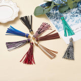 9Pcs 9 Colors Imitation Leather with Light Gold CCB Plastic Loops Tassel Big Pendants Decorations, Python Pattern, Mixed Color, 112~114x14.5~15mm, Hole: 4~4.5mm, 1pc/color