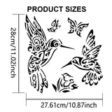 1Pc PET Hollow Out Drawing Painting Stencils, with 1Pc Art Paint Brushes, for DIY Scrapbook, Photo Album, Bird, 300x300mm