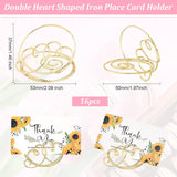Vortex with Double Heart Shaped Iron Place Card Holder, Cute Table Card Holder, for Wedding Decoration, Light Gold, 50x53x37mm
