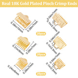 60Pcs 3 Size Long-Lasting Plated Brass Ribbon Ends, Rectangle, Golden, 7x6~10mm, Hole: 1x2.5mm, 20Pcs/size