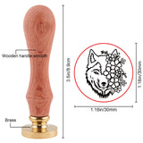 Brass Wax Seal Stamp with Handle, for DIY Scrapbooking, Wolf Pattern, 3.5x1.18 inch(8.9x3cm)