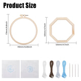 DIY Dandelion Pattern Embroidery Making Kit, Including Embroidery Needles & Thread, Octagon Wood Easel, Plastic Embroidery Hoop, Clear Embroidery Fabric, Sequin, Mixed Color