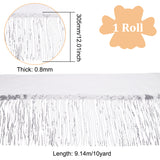 PVC Sequin/Paillette Tassel Fringe Polyester Ribbon, Tassel Trimming, for Garment Curtain Accessories, Silver, 200x0.8mm