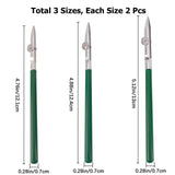 6Pcs 3 Style Art Ruling Pen, Iron Head & Plastic Handle Fine Line Masking Fluid Pen, for Applying Masking Fluid Line Work, Dark Green, 123~136x8.5~10x7mm, 2pcs/style