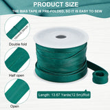 12.5M Flat Satin Piping Ribbon, Cotton Ribbon for Cheongsam, Clothing Decoration, Dark Green, 3/8 inch(10mm)