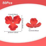 50Pcs 3-Petal Spray Paint ABS Plastic Imitation Pearl Bead Caps, Flower, FireBrick, 35.5x38.5x12.5mm, Hole: 2.2mm