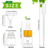 Empty Glass Dropper Bottles, for Essential Oils Aromatherapy Lab Chemicals, with Disposable Plastic Transfer Pipettes and Mini Transparent Plastic Funnel Hopper, Clear, 38x16mm