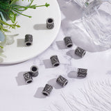 10Pcs Stainless Steel European Beads, Large Hole Beads, Column with Trinity Knot, Antique Silver, 13x10.5mm, Hole: 6.5mm