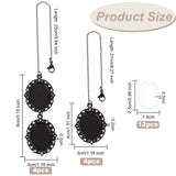 8Pcs 2 Styles Alloy Pendant Cabochon Settings, with Brass Chain Extender, Memorial Photo Pendants for Cap, with 12Pcs Oval Glass Cabochons, Electrophoresis Black, Tray: 25x18mm, 210~250mm, 4pcs/style