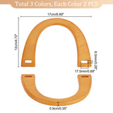 6Pcs 3 Style Wooden U-Shaped Bag Handles, Bag Replacement Part, Arch, Mixed Color, 12x17x0.9cm, Hole: 6~17.5x6~6.5mm, 2pcs/style