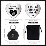 1 Set Love Theme Heart Double-Sided Engraved Stainless Steel Commemorative Decision Maker Coin, with 1Pc Velvet Cloth Drawstring Bags, Heart Pattern, 25x25x2mm