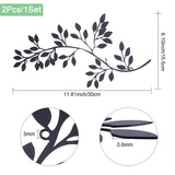 Iron Laser Cut Metal Wall Art Decor, Leaf, for Living Room Bedroom Hanging Decorations, Black, 300x155x0.6mm, Hole: 3mm