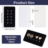 12Pcs 3 Colors 10-Hole Acrylic Earring Display Cards, Rectangle Jewelry Organizer Holder for Earring Storage, Mixed Color, 8.9x4.9x0.25cm, Hole: 3mm, 4pcs/color