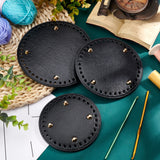 3Pcs 3 Style Imitation Leather Bag Bottom, Flat Round, Black, 1pc/style