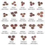 Alloy Spacer Beads, Mixed Shapes, Red Copper, Plastic Box: 16.5x10.8x3cm, about 30pcs/compartment, 540pcs/set