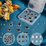 24Pcs 6 Style Sew on Rhinestone, Glass Rhinestone, with Silver Plated Brass Findings, Garment Accessories, Horse Eye & Round & Square & Flat Round & Teardrop & Oval, Black, 4pcs/style