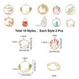 20Pcs 10 Style Alloy Pendants, with Enamel, Cat, Mixed Color, 2pcs/style