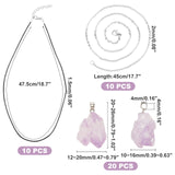DIY Natural Amethyst Pendant Necklaces Making Kits, include Waxed Cotton Cord Necklace Makings, 304 Stainless Steel Necklaces, Platinum, Necklace Makings: 18.7 inch/17.7 inch, 20pcs/set