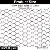 3M Polyester Mesh Tulle Fabric, for DIY Bride's Headdress and Veil, Black, 9-1/2 inch(240mm), about 3.28 Yards(3m)/Card