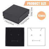 Kraft Paper Cardboard Jewelry Boxes, Ring/Earring Box, Square, Black, 7.3x7.3x3cm