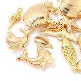 Ocean Theme, Brass Pendants, Mixed Shapes, Real 18K Gold Plated, 10 shapes, 2pcs/shape, 20pcs/box