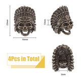 4Pcs Tibetan Style Alloy European Beads, Large Hole Beads, Skull Head, Antique Silver, 22x16x13mm, Hole: 5mm