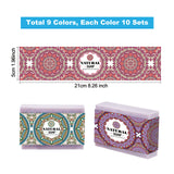 90Pcs 9 Style Handmade Soap Paper Tag, Rectangle with Mandela Floral Pattern, Both Sides Coated Art Paper Tape with Tectorial Membrane, for Soap Packaging, Mixed Color, 50x210mm, 10pcs/style