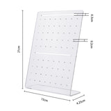 72-Hole Acrylic Slant Back Earring Display Stands, L-Shaped Earring Organizer Holder, Clear, 4.25x15x21cm