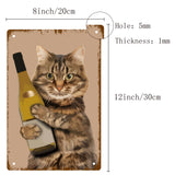 Tinplate Sign Poster, Vertical, for Home Wall Decoration, Rectangle, Cat Pattern, 200x300x0.5mm