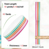 10 Yards Polycotton Striped Ribbon, for Home Textile Curtain, Underwear Clothing, Flat, Colorful, 1-1/2 inch(38mm)